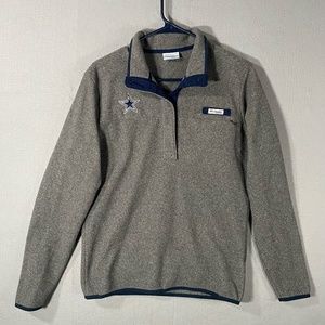 Columbia PFG Half Snap Star Fleece Pullover Sweatshirt Gray Blue Mens Medium